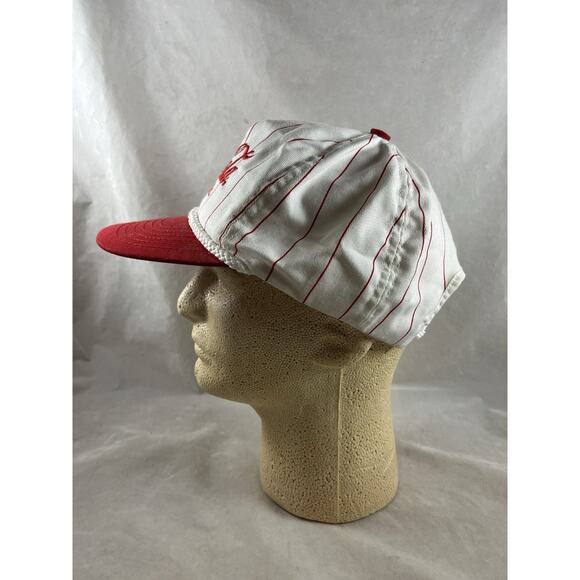 Enjoy Coca Cola Pinstripe Snapback Hat Columbia Mo White Red Vintage USA Made - Picture 4 of 8